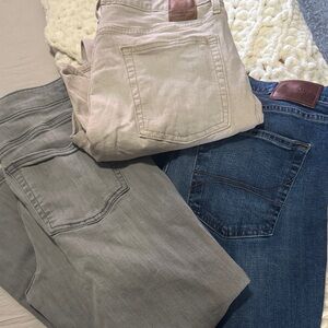 Warp + Weft Men's Jeans - Classic Gray, Beige, and Denim Blue